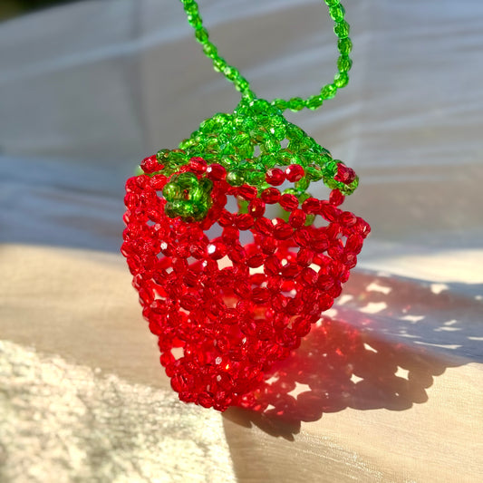 Strawberry Delight Beaded Bag