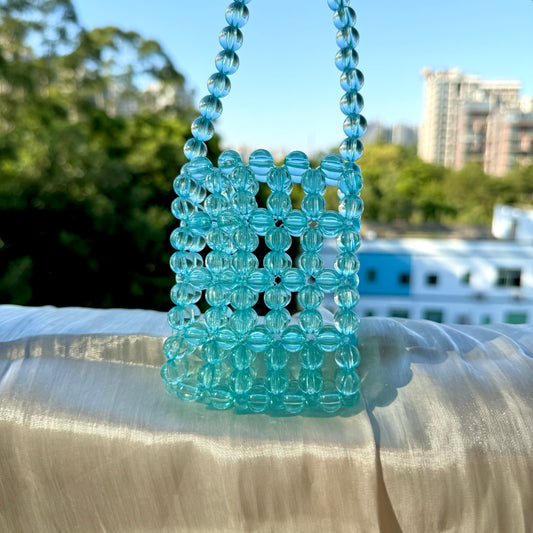 Icy Blue Crystal Beaded Bag